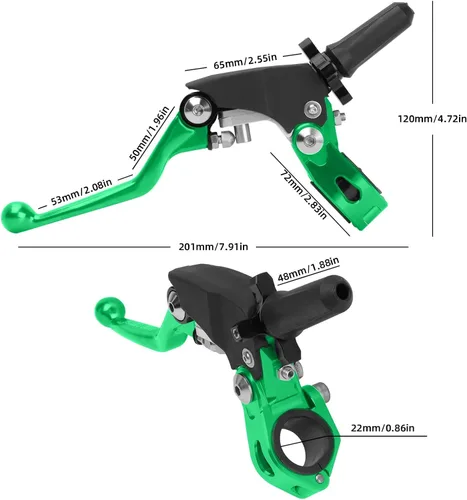 Miniatura 2 de 7/8" 22mm Manillar universal de aluminio para motocicleta, 360°, aleación plegable, manillar de embrague para motocicleta, bicicleta de calle, Verde