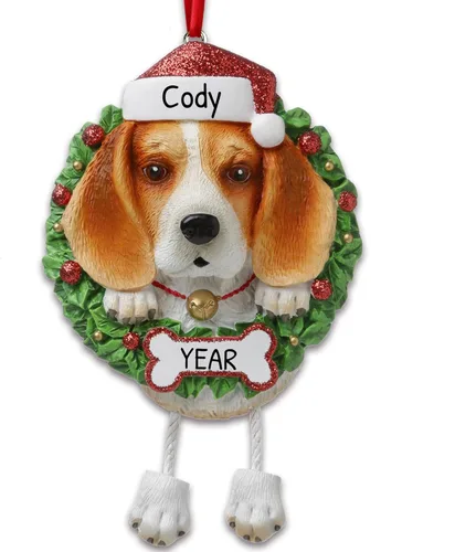Adornos de Navidad personalizados para perros 2024 – Corona de perro Beagle Adornos de Navidad para amantes de los perros, adorno de primera Navidad