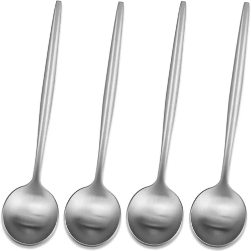 Miniatura 9 de DEHOV 4 cucharas de café 18/10 de acero inoxidable negro satinado de 6.7 pulgadas, cuchara de té helado, cucharas para remover espresso, cucharas