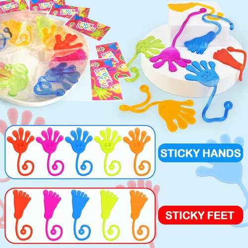 Miniatura 2 de Grandes Manos Pegajosas a Granel Suministros de Favores de Fiesta Regalos de Juguetes para Niños (100 PCS), Rellenos de Calcetín de Bolsa de Regalos