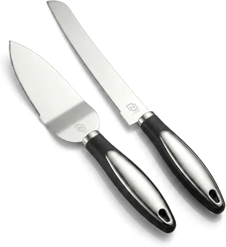 Juego de 2 cuchillos y servidores para tartas de boda, cortador de pasteles y espátula para tartas
