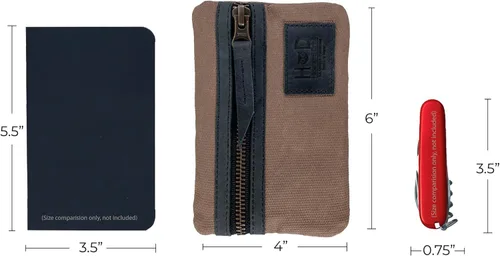 Miniatura 7 de Hide & Drink, Estuche de bolsillo multiherramientas, Bolsa compacta multiusos con cremallera para artículos de diario (EDC), Mini estuche de Carbón