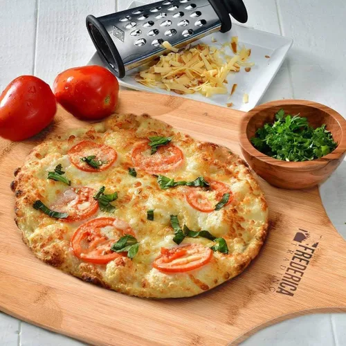 Miniatura 8 de Pala de madera de bambú prémium para pizza y tabla de cortar con mango (para hornear pizza, pan, cortar frutas, verduras, queso) – Tamaño personal