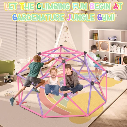 Miniatura 7 de Gardenature Cúpula de escalada de 6 pies para niños de 3 a 8 años, gimnasio de jungla para interiores y exteriores, cúpula geométrica con escalador