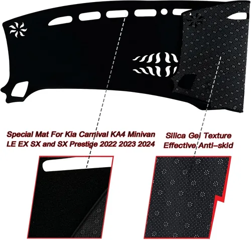Miniatura 2 de Protector de tablero de interior para salpicadero Compatible con Kia Carnival KA4 Minivan LE EX SX y SX Prestige 2022 2023 2024 Protector de rayos