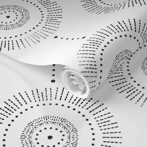 Miniatura 2 de Spoonflower Removable Wallpaper Swatch - Boho Geometric Watercolor Black Stone Circles Abstract Neutral Custom Pre-Pasted Wallpaper