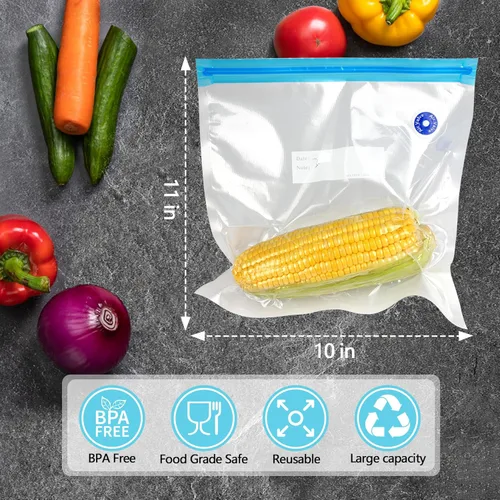 Miniatura 4 de Sous Vide - 24 bolsas reutilizables de sellado al vacío de 11 x 10 pulgadas, bolsa de almacenamiento de alimentos al vacío para cocinar
