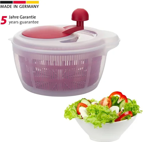 Miniatura 2 de Westmark Germany Centrifugador de ensaladas fácil de usar para secar las verduras y mejorar el sabor de los condimentos, de 10 pulgadas Rojo
