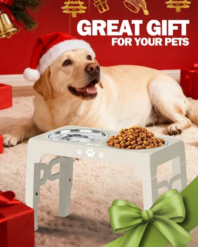 Miniatura 7 de Jovrun Cuencos elevados para perros, comedero para perros con platos de acero inoxidable y cuenco de alimentación lenta, soporte elevado ajustable