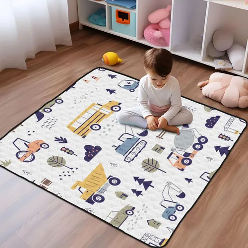 Miniatura 6 de Construction Vehicles Soft Thick Baby Playmat for Indoor Outdoor Cozy Breathable Playroom Activity Mat for Baby Kids Toddlers Infants, 50'' x 50