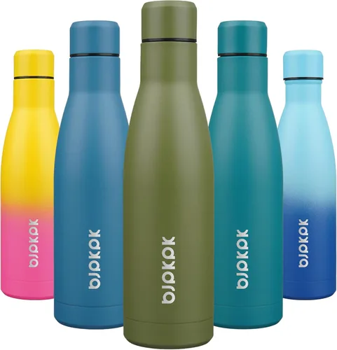 Miniatura 42 de BJPKPK Botellas de agua de acero inoxidable con aislamiento de 17 onzas, mantiene el frío y el calor, brillante oro rosa Oro rosa brillante