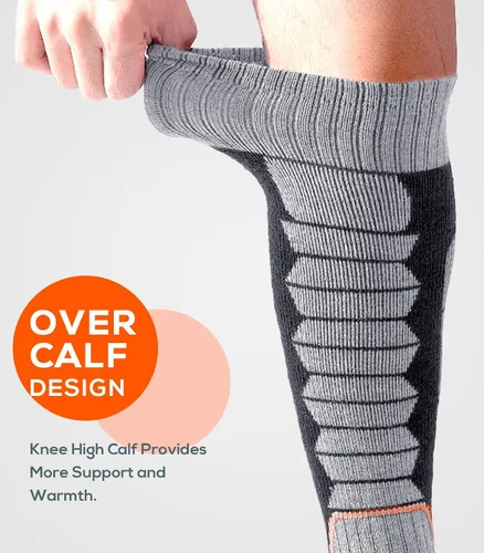 Miniatura 5 de Calcetines de lana de merino para esquí para hombres, mujeres y jóvenes - Calcetines térmicos de snowboard con amortiguación completa por encima