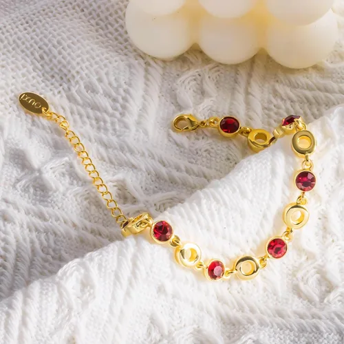 Miniatura 25 de Light Pink Crystal Bracelets for Women Trendy, OUXi 18K Rose Gold Plated Cubic Zirconia Wedding Tennies Jewelry Bracelets, Dainty Birthstone Hand
