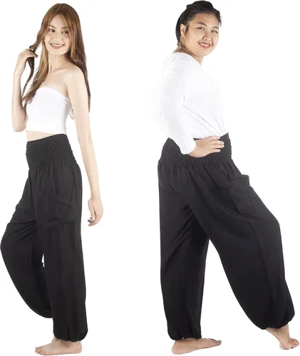 Miniatura 6 de Boho Pants Pantalones harén fluidos de 2 bolsillos para mujer, para yoga, viajes, ropa hippie