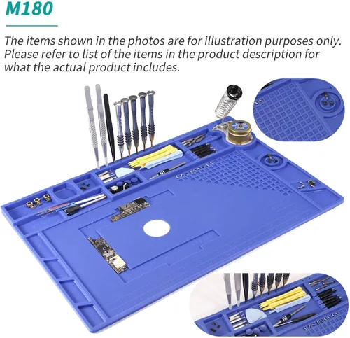 Miniatura 3 de YIHUA 947-III Kit de soldador manual con tapete de reparación electrónica M180 de 17.32 x 12.20 pulgadas con soporte para hierro, kit de limpieza