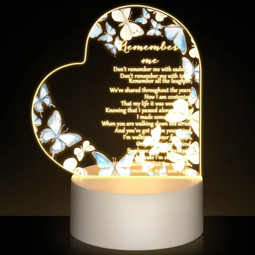 Coume Regalo conmemorativo, luz nocturna, cristal transparente, acrílico, corazón, condolencias, regalo, luz LED, recuerdo de duelo, decoración de