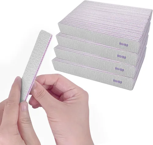 Miniatura 4 de Limas de uñas de grano 80/80 (100 unidades), tableros de esmeril gruesos para uñas acrílicas y uñas de gel, lima de uñas de doble cara de 80 granos