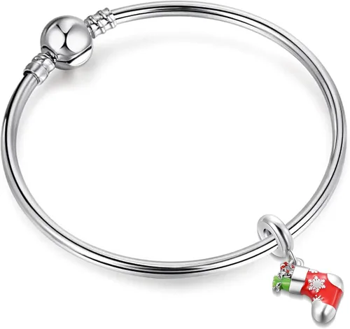 Miniatura 3 de QeenseKc Muñeco de nieve de Navidad, elfo, ciervo, dulce pan de jengibre, abalorio de invierno para pulsera Pandora