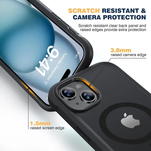 Miniatura 6 de Diaclara - Funda magnética diseñada para iPhone 15, compatible con MagSafe, protector de pantalla integrado sensible al tacto, antiarañazos