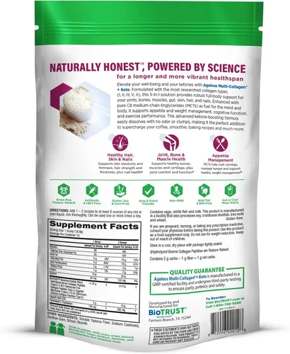 Miniatura 8 de BioTrust Polvo de proteína de colágeno múltiple + aceite MCT Keto – 5 tipos (I, II, III, V, X) y 100% ácido caprílico C8 – Apoya cetonas elevadas