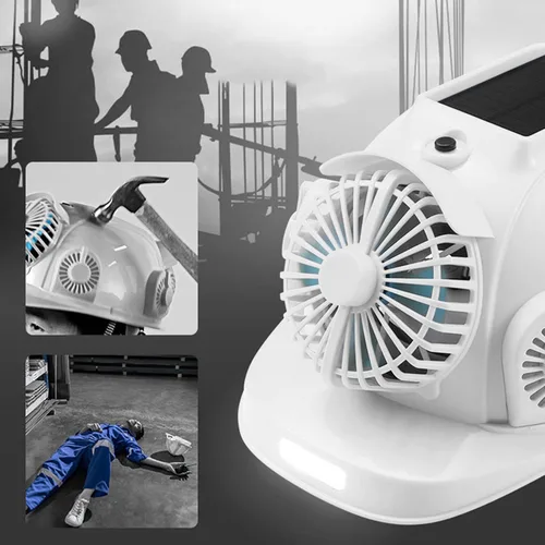 Miniatura 4 de Casco duro para construcción, casco de seguridad de ventilador solar, casco de trabajo de enfriamiento rápido con 6 ventiladores solares y luz
