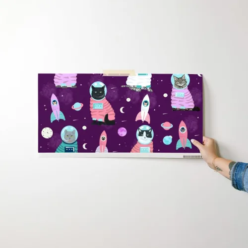 Miniatura 7 de Muestro de papel tapiz extraíble – Gatos espaciales Gato lindo gatito gatito púrpura mascota Retrato personalizado pre-pegado papel pintado por