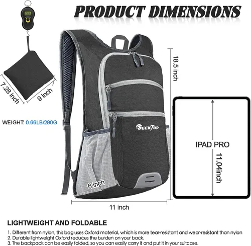 Miniatura 2 de Seektop Mochila de senderismo ultraligera de 20 litros, mochila de viaje impermeable empacable, pequeña bolsa para exteriores, mochila de día Azul