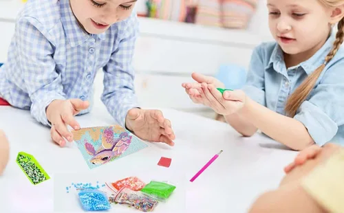 Miniatura 3 de Acelii Paquete de 6 kits de pintura de diamantes de dibujos animados 5D para niños principiantes, lindos animales, kit de arte de diamantes