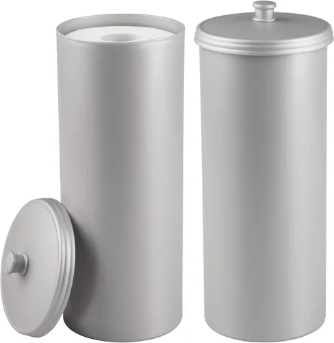 Miniatura 20 de iDesign Soporte Independiente para Papel Higiénico de Baño con Tapa para 3 Rollos Extra, Plata