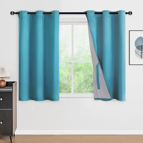 Miniatura 108 de DWCN Cortinas 100% opacas de 84 pulgadas de largo para dormitorio con forro negro, paneles de cortina de ventana de doble capa con aislamiento Azul