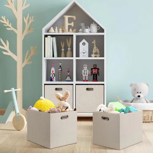 Miniatura 8 de Posprica Contenedores de almacenamiento plegables de 13 x 15 x 13 pulgadas, cajas de almacenamiento cúbicas plegables de tela, organizador de cestas