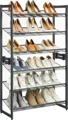 Miniatura 10 de SONGMICS ULMR03A organizador de zapatos con 3 estantes de metal apilables en dos posiciones (plano e inclinado) para armario, habitación o entrada