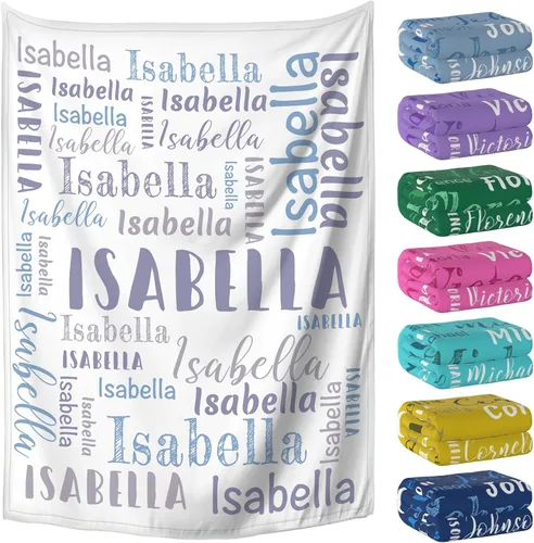 Miniatura 20 de Manta personalizada con nombre, mantas y mantas personalizadas para niños, bebés y adultos, manta con nombre personalizada para mujeres, hombres
