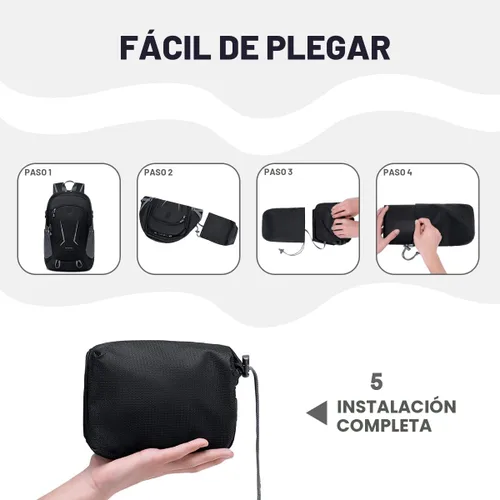 Miniatura 5 de MIYCOO Mochila - Mochila plegable ultraligera para viajes, campamento, senderismo, mochila plegable impermeable para hombres y mujeres, color negro