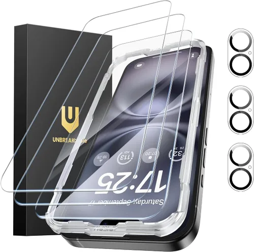 Miniatura 19 de UNBREAKcable Paquete de 3 protectores de pantalla para iPhone 17 Pro con protección de cámara, dureza 9H, claridad HD, antihuellas, compatible