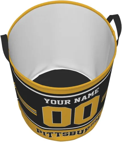 Miniatura 2 de Cesta de lavandería personalizada de Pittsburgh, cesta de lavandería personalizada con nombre y número, cesta de almacenamiento plegable