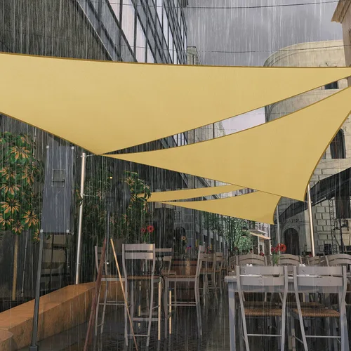 Miniatura 7 de Amgo Toldo Vela Triangular Beige de 4' x 4' x 4' Tamaño Personalizado Impermeable Protector Solar Pedido para Hacer UPF50+ AMTADT16 Toldo Parasol