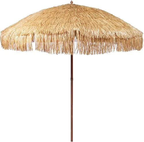 Hula - Sombrilla Tiki de paja tropical, palapa, rafia, tiki hut, sombrilla hawaiana para patio con flecos, sombrilla bohemia de 6 pies 8 pies y 9