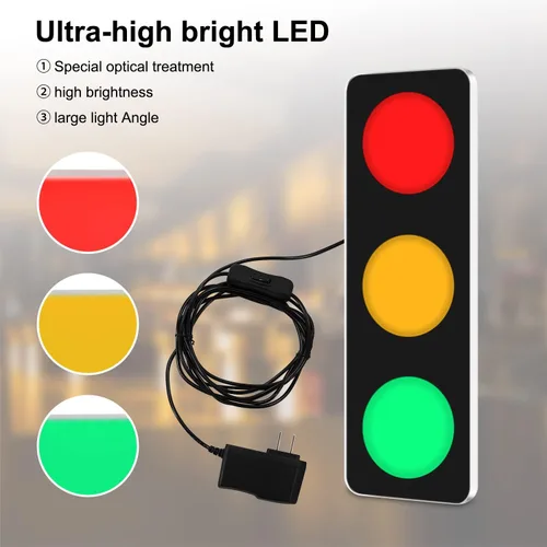 Miniatura 7 de BBMI Semáforo de control remoto, lámpara de pared LED roja amarilla verde, lámpara de tráfico de estilo de aluminio, DC9-12V (con enchufe).
