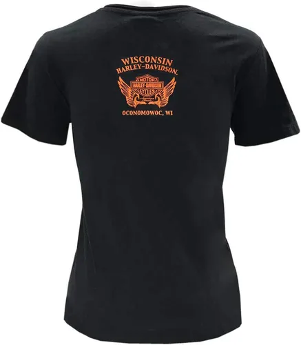 Miniatura 2 de Harley-Davidson - Camiseta de manga corta con cuello redondo para mujer, color negro
