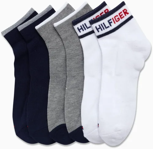 Miniatura 4 de Tommy Hilfiger Calcetines atléticos para niños, calcetines tobilleros de corte de un cuarto (6 unidades)