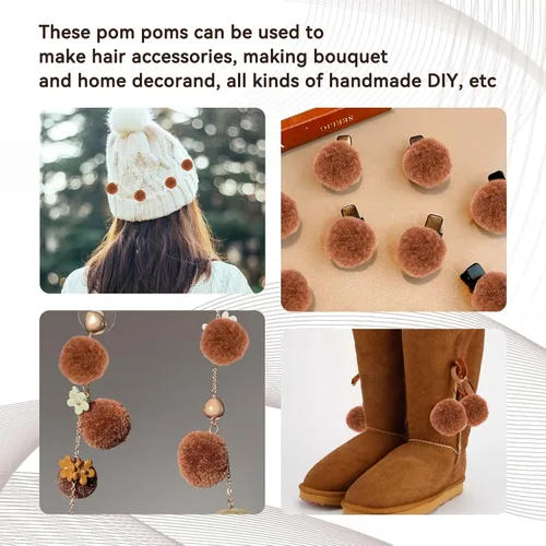 Miniatura 7 de Morfen 150 pompones para manualidades, color marrón claro, bolas de pompón mullido de 1 pulgada para manualidades, proyectos de manualidades