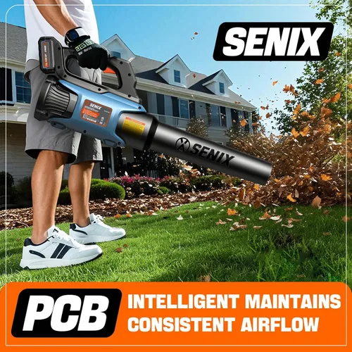 Miniatura 6 de SENIX Soplador de hojas de 20 V Max, inalámbrico, sin escobillas, de mano, hasta 450 CFM y 100 MPH, 2 modos de velocidad, control de crucero