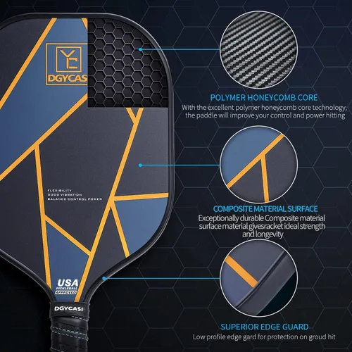 Miniatura 2 de YC DGYCASI Pickleball Paddles Set of 2, USAPA Approved Carbon Fiber Pickleball Set, Lightweight Pickle Ball Rackets 2 Pack, 2 Outdoor Pickleball, 2