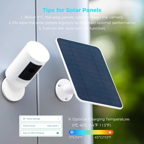 Miniatura 7 de Panel solar de 5 V para cámaras Seucrity, para Bird Feeder Trail Cam, Ring Tapo Eufy Vicohome Eseecloud, nativo USB-C, Micro-USB y DC 0.138 in*