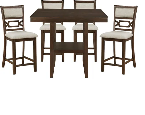 Miniatura 6 de Lexicon Juego de mesa de comedor de altura de mostrador para 4, mesa de cocina con estante de almacenamiento y 4 sillas tapizadas, juego de comedor