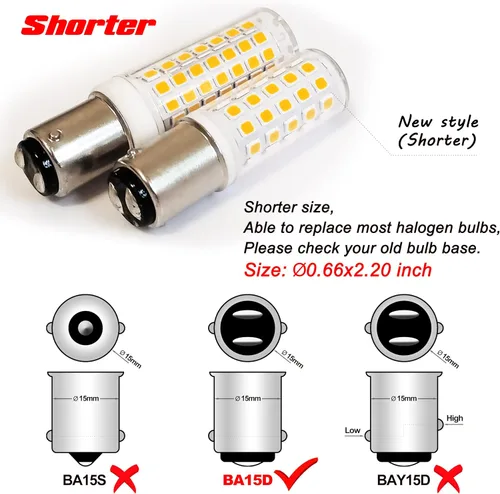 Miniatura 4 de Ziomitus BA15D Bombillas LED de Base Bayoneta de Doble Contacto/DC de 120 Voltios, Reemplazo de 50 Vatios-75 Vatios, T3/T4/C7/S6, 2700K Blanco