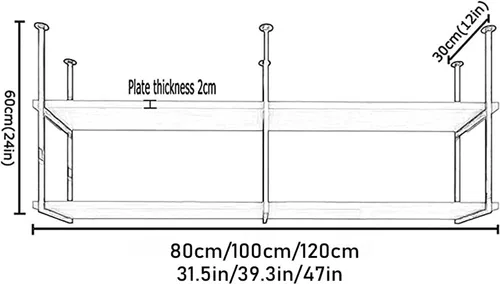 Miniatura 3 de Shelves Whftd Industrial Ceiling Mount Shelf, 2 Tier Shelves Shelf/Bar Hanging Decoration Storage Rack, Storage Shelf for Restaurant/Bar/Kitchen. 3