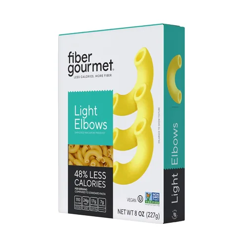 Fiber Gourmet Macarrones con codo de pasta baja en carbohidratos - Apto para dieta cetogénica, alta fibra y bajas en calorías - Fideos italianos -