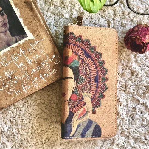 Miniatura 6 de Soul Living Creations Frida Kahlo Cork Vegan Wristlet Wallet Mexican Art Design
